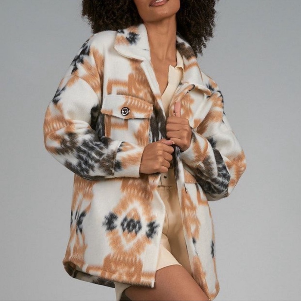 Elan Telluride Aztec print shacket/jacket in a camel/taupe color,
$129 $163